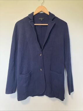 J. Crew Navy Knit Two-Button Blazer